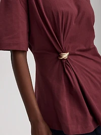 Crew-Neck T-Shirt with Metal Ring