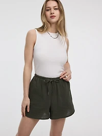 Short en coton gaufré