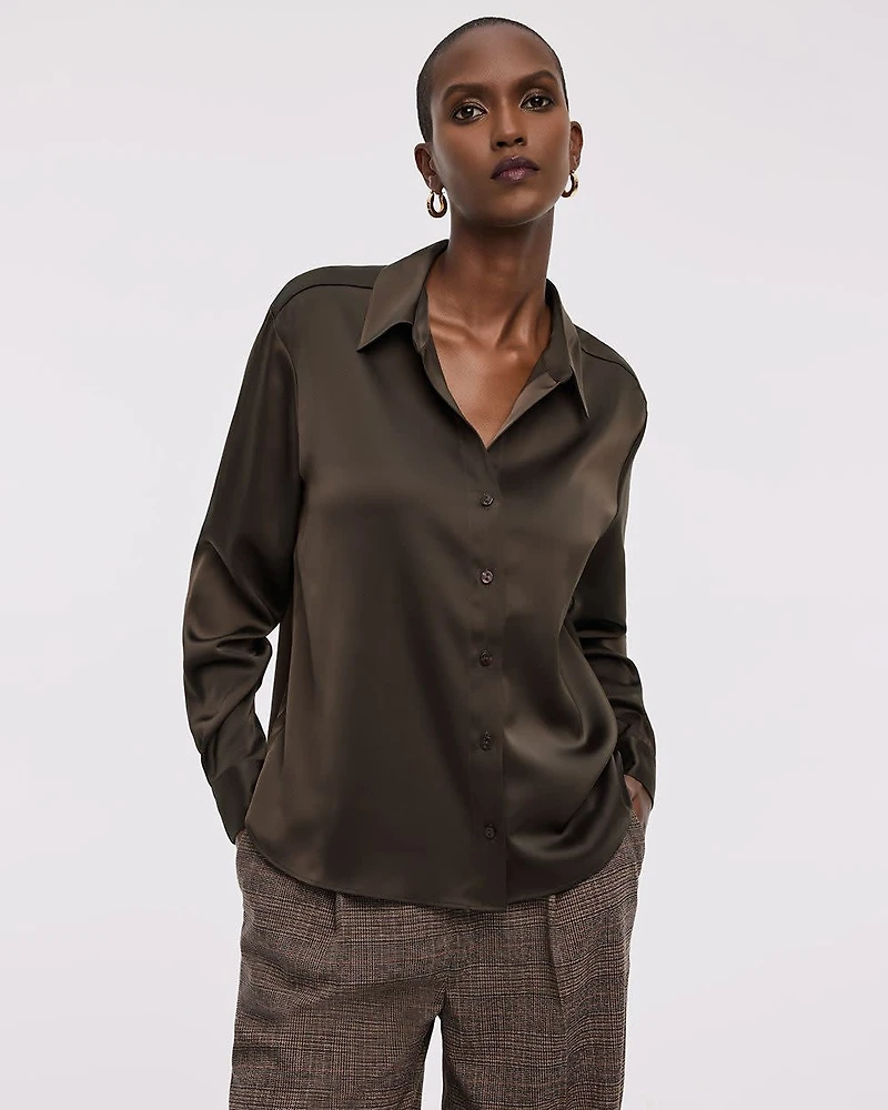 Chemise en satin à manches longues