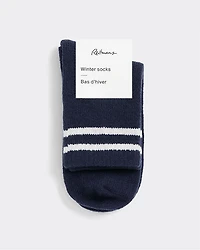 Anklet Winter Socks with Striped Hem