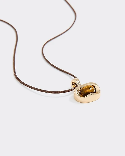 Short Cord Necklace with Tiger Eye