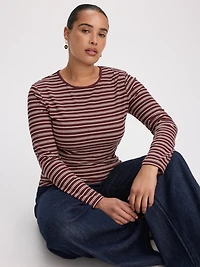 Striped Long-Sleeve Crew-Neck Ribbed T-Shirt - R Essentials