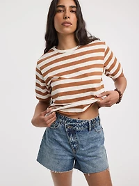 Striped Crew-Neck Boxy T-Shirt