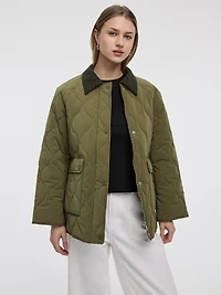 Quilted Jacket with Corduroy Collar