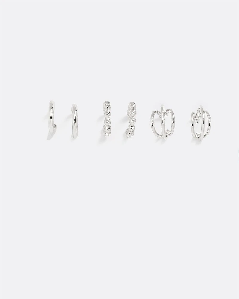 Stainless Steel Hoops - 3 Pairs