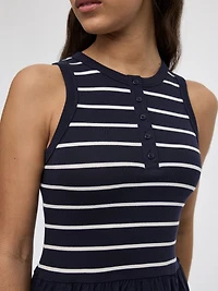 Robe maxi bimatière sans manches