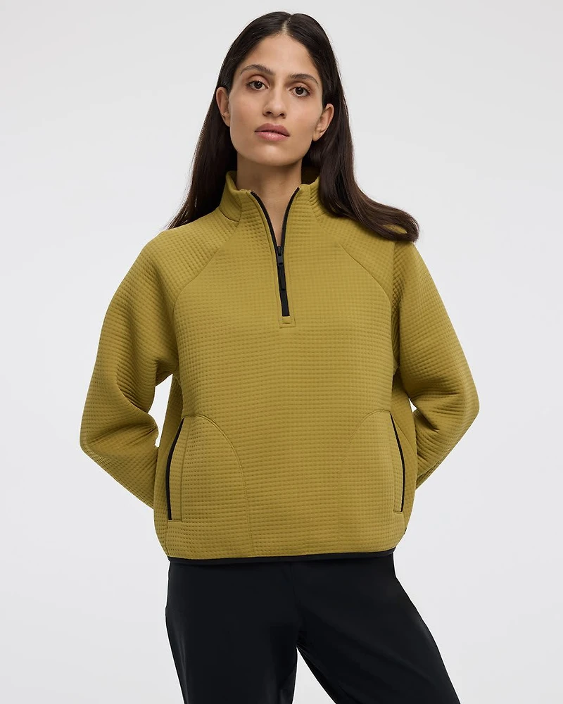 Long-Sleeve Half-Zip Mock-Neck Pullover - Hyba