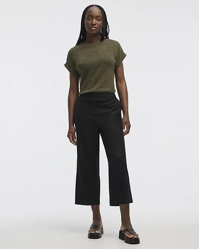 Cropped Wide-Leg Linen-Blend Pant