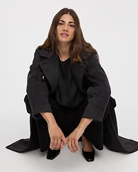 Loose Coat with Three-Button Closure