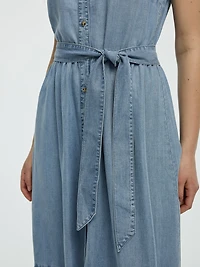 Robe midi boutonnée sans manches