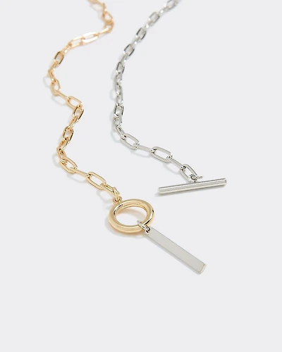 Short Two-Tone Link-Chain Necklace