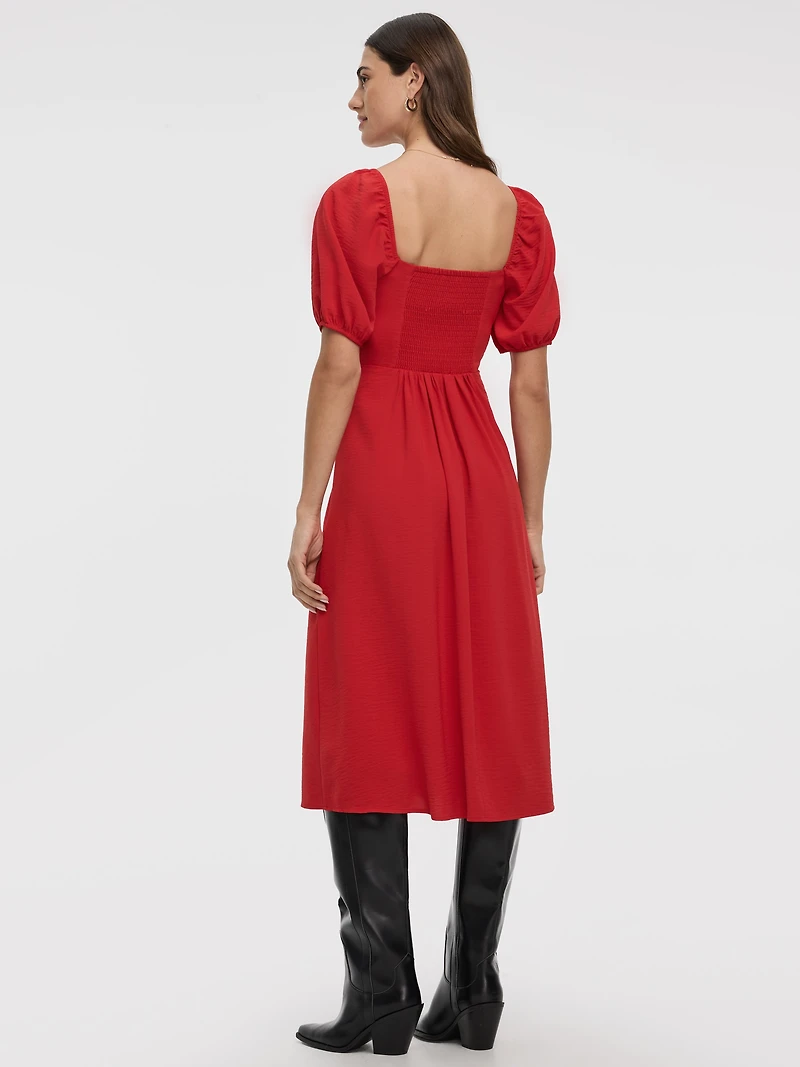 Robe maxi à manches courtes bouffantes