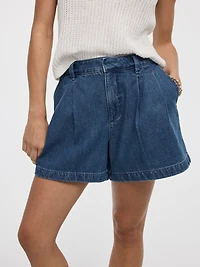Short à plis en denim