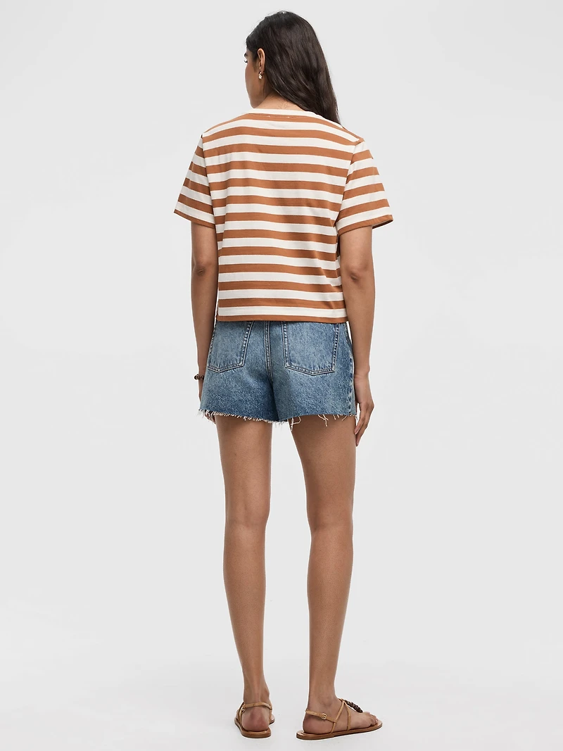 Striped Crew-Neck Boxy T-Shirt