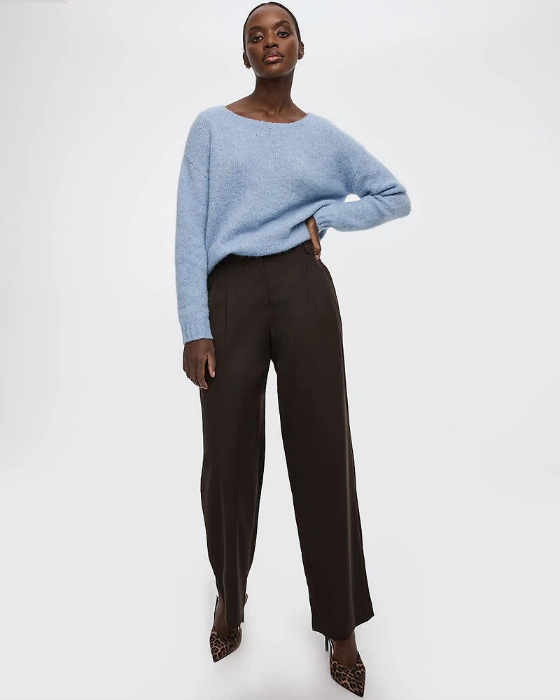 Pantalon à jambe large et taille mi-haute