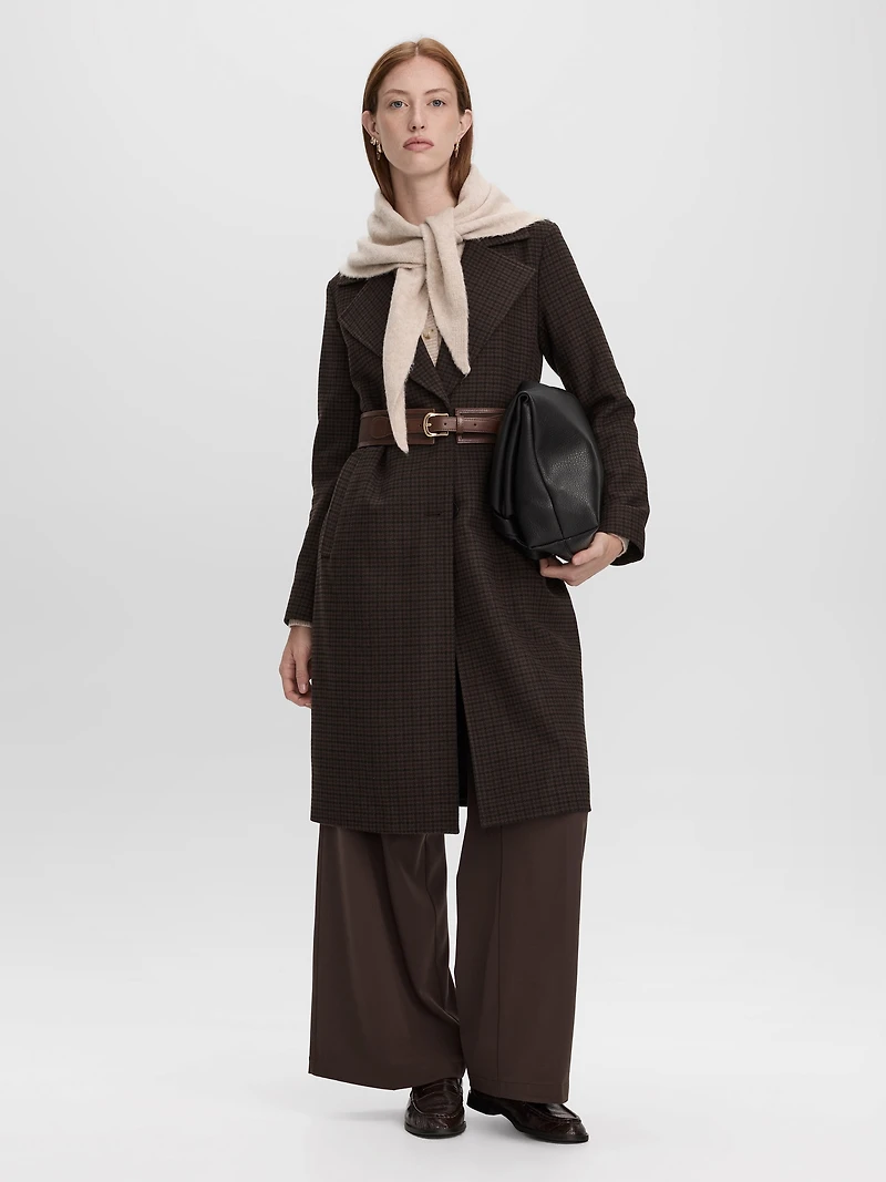 Manteau en laine à motif pied-de-poule