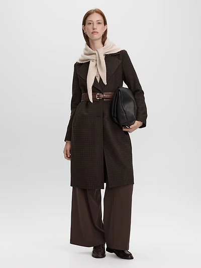 Manteau en laine à motif pied-de-poule