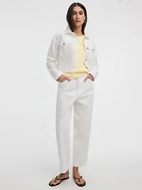 White High-Rise Barrel Jeans