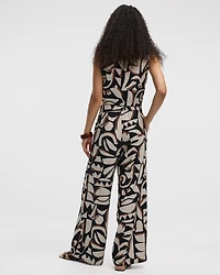 Pantalon à enfiler jambe large et taille haute