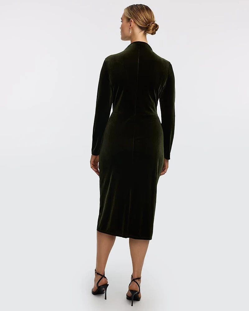 Long-Sleeve Midi Bodycon Velvet Dress