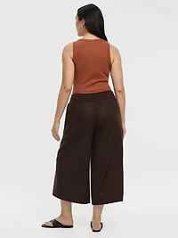 Cropped Wide-Leg Linen-Blend Pant