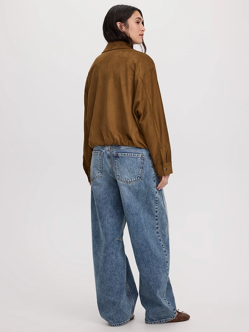 Faux Suede Jacket with Bubble Hem