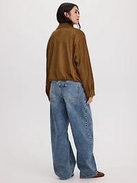 Faux Suede Jacket with Bubble Hem