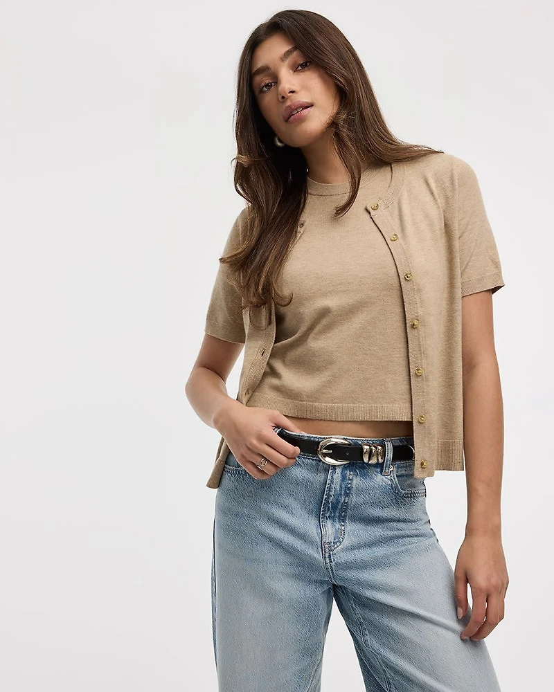 Cardigan boutonné à manches courtes