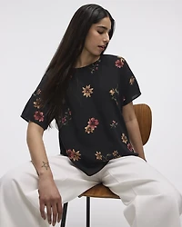 Short-Sleeve Crew-Neck T-Shirt Blouse