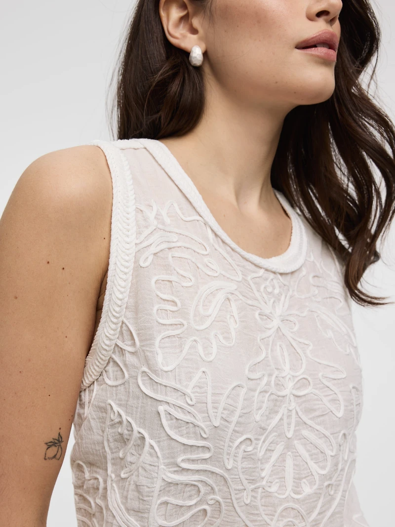 Camisole bimatière à col rond