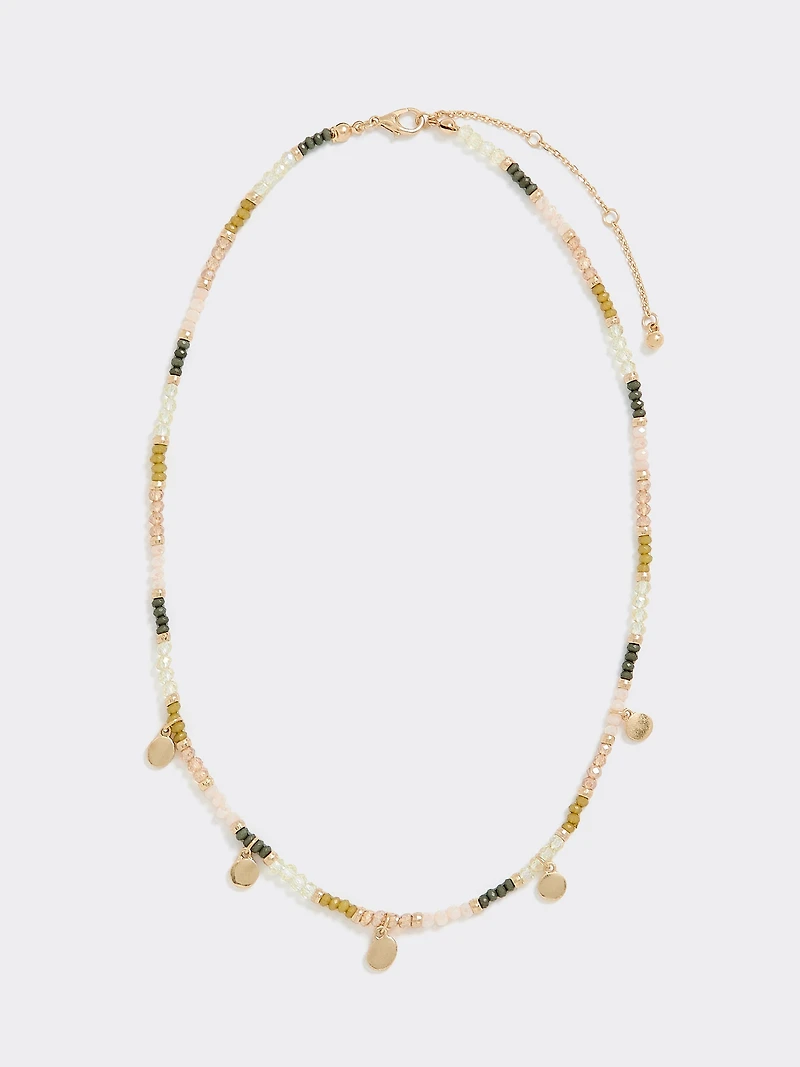 Short Beaded Necklace with Coin Pendants