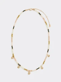 Short Beaded Necklace with Coin Pendants