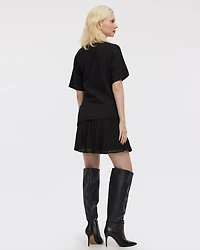 Short-Sleeve Crew-Neck Top with Cinched Waist