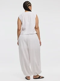 T-shirt à manches courtes et col rond avec fronces latérales