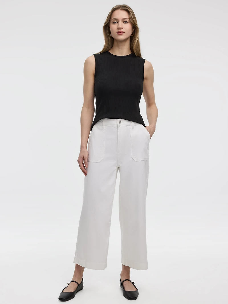 Flowy Wide-Leg High-Rise Cropped Jean