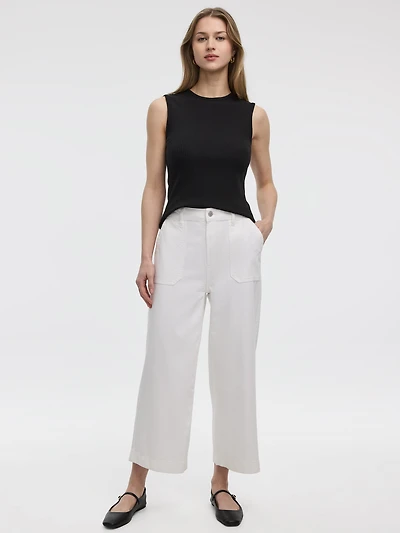 Flowy Wide-Leg High-Rise Cropped Jean