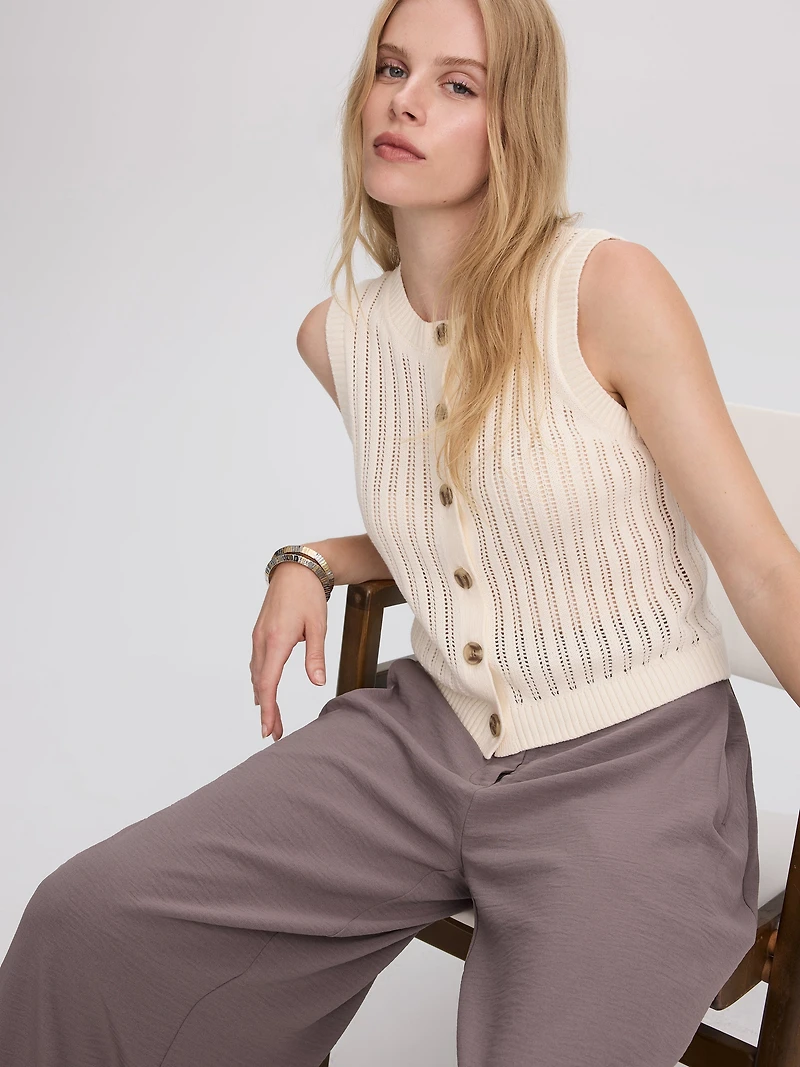 Veste en tricot sans manches à col rond