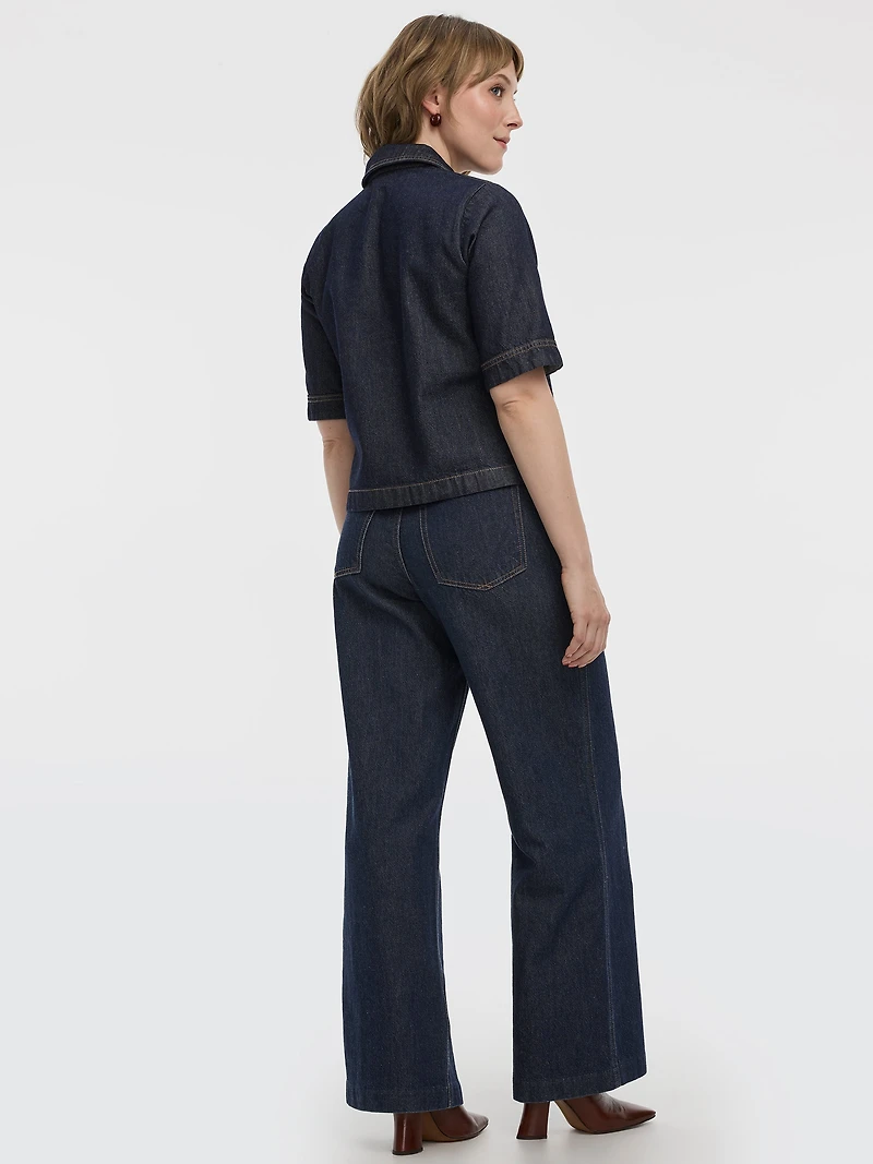 Short-Sleeve Denim Shirt