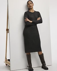 PlushSoft Crew-Neck Midi Sweater Dress