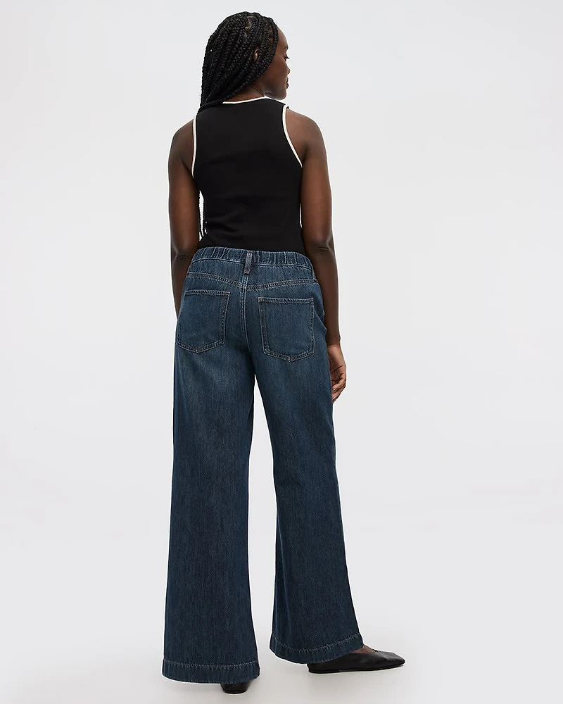 Wide-Leg Mid-Rise Jean with Drawstring