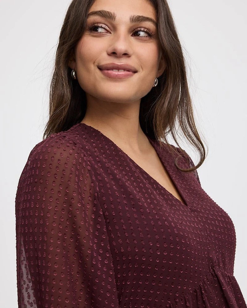 Long-Sleeve V-Neck Empire-Cut Dress