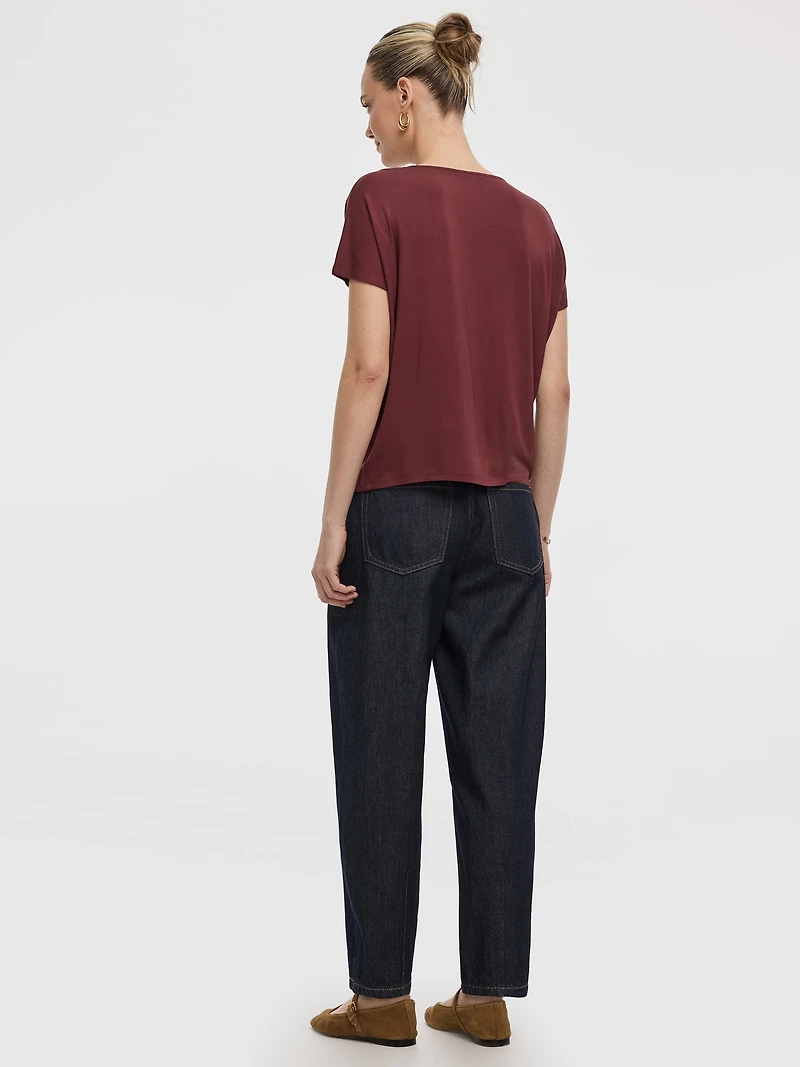 T-shirt à manches courtes dolman et col bateau