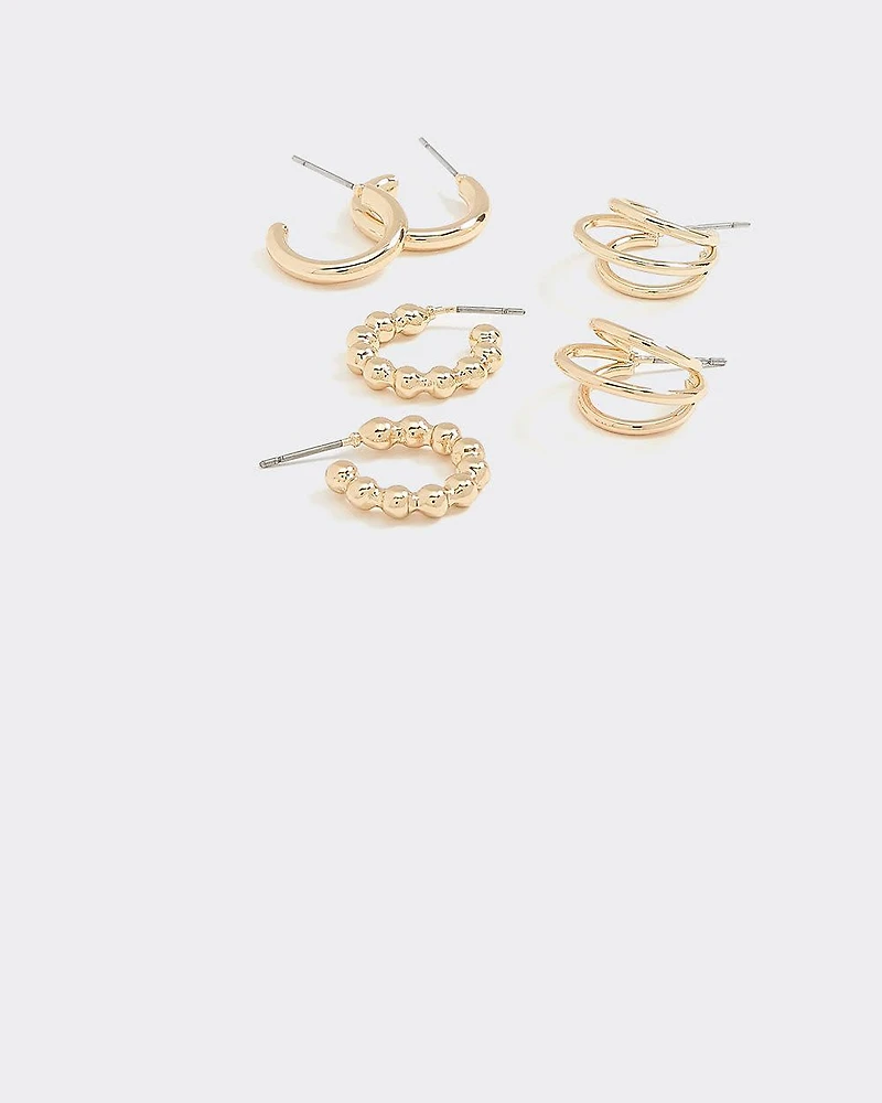 Stainless Steel Hoops - 3 Pairs