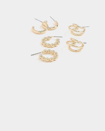 Stainless Steel Hoops - 3 Pairs