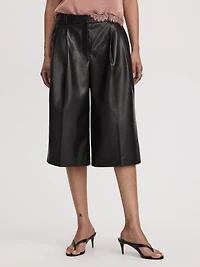 Faux-Leather High-Rise Bermuda