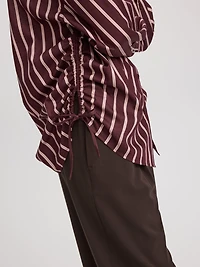 Blouse rayée en popeline avec détails froncés