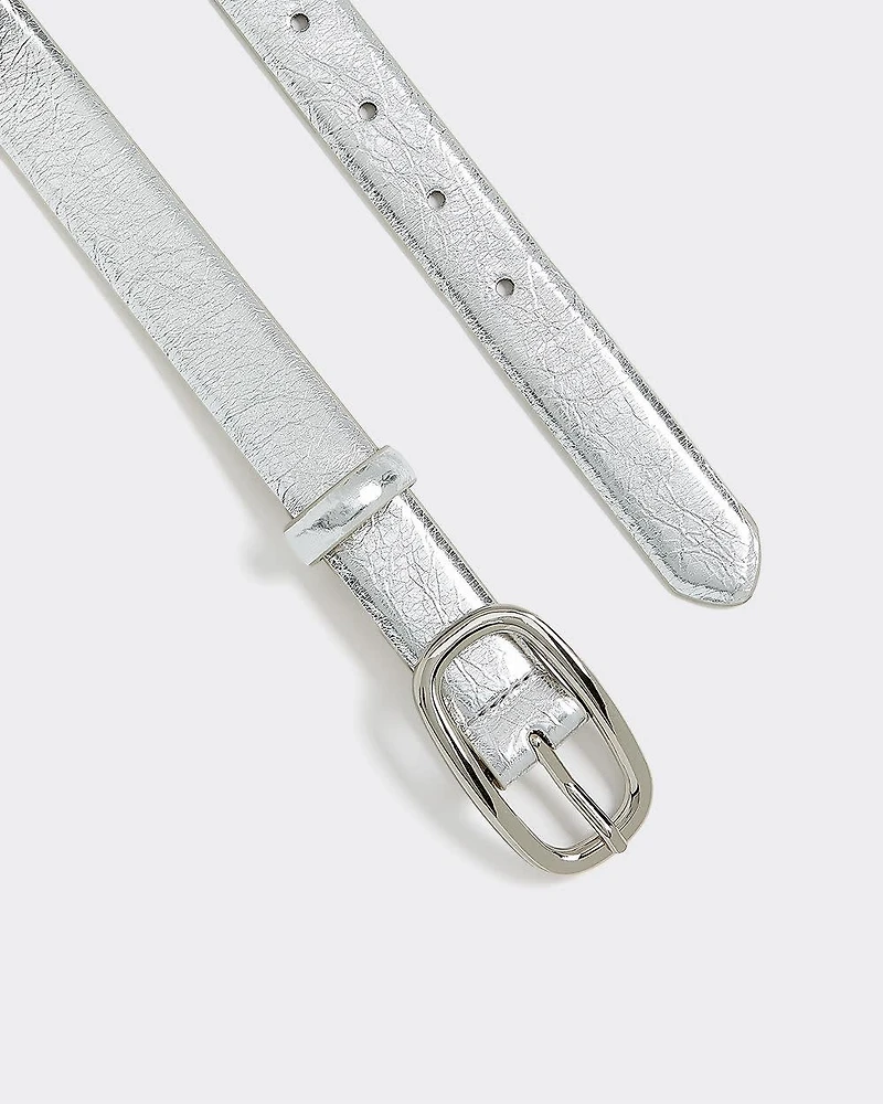 Metallic Faux Leather Belt
