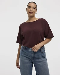Short-Sleeve Crew-Neck T-Shirt Blouse