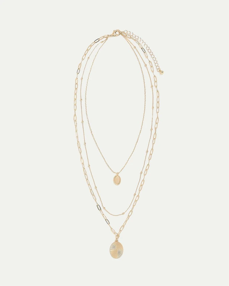 Multi-Chain Necklace with Round Pendants