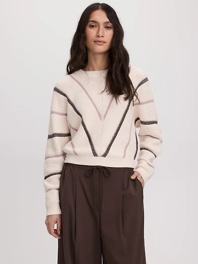Pull à manches longues dolman et col rond